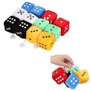 Fuzzy Decorative Vehicle Hanging Mirror Dice with Dots