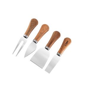 4 Piece Cheese Knives Set with Wooden Handle