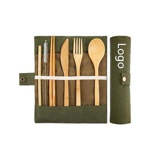 Bamboo Cutlery Set,Reusable Bamboo Utensil Include Knife,Fork,Spoon,Chopsticks,Reusable Straw