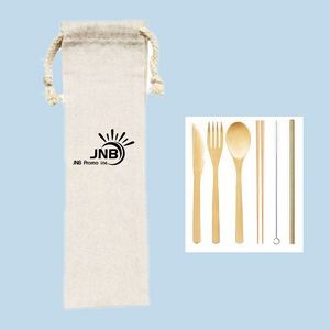 Reusable Wooden Bamboo Cutlery Set with Case