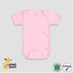 Baby Short Sleeve Bodysuits Pastel Pink 65% Polyester 35% Cotton- Laughing Giraffe
