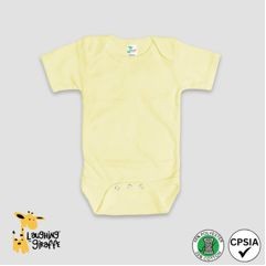 Baby Short Sleeve Bodysuits Pastel Yellow 65% Polyester 35% Cotton- Laughing Giraffe