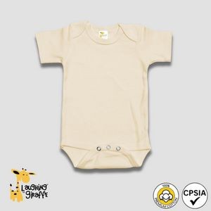 Baby Short Sleeve Bodysuits - Natural - Premium 100% Cotton - Laughing Giraffe