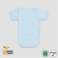 Baby Short Sleeve Bodysuits Pastel Blue 65% Polyester 35% Cotton- Laughing Giraffe
