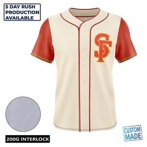 Men's And Kids' Full Sublimation Full-Button Front Baseball Jersey - 200g Interlock
