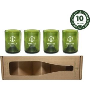 12oz Refresh Glass 4 Pack of green glasses made from rescued wine bottles