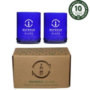 12oz Refresh Glass 2 pack of cobalt glass (rescued wild tonic bottle)