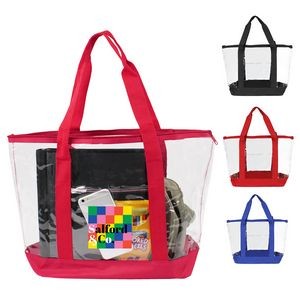 Clear Zipper Tote Security Bag with Pocket